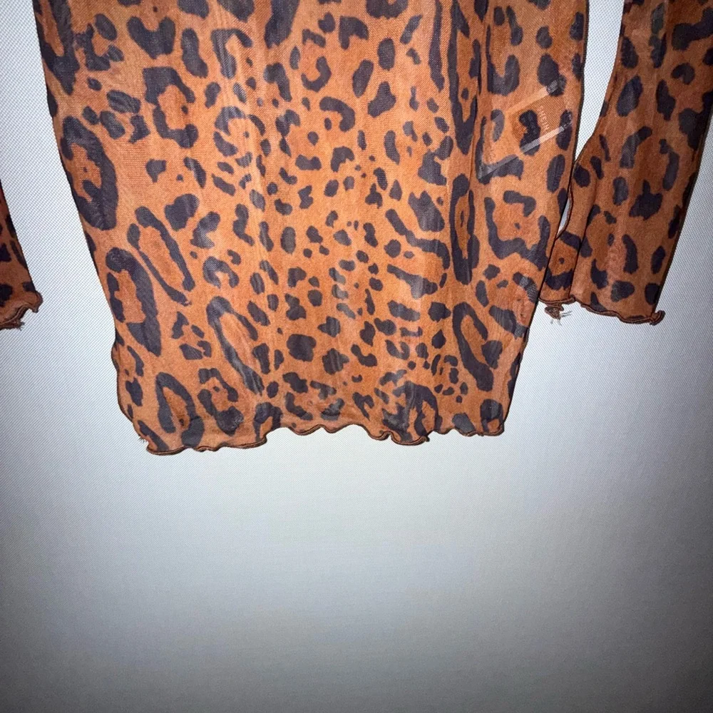 Leopard animal Print Long Sleeve Dress cover up sheer mesh brand new never worn - Picture 10 of 11